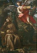Francesco Cozza Saint Francis consoled by an Angel Germany oil painting artist